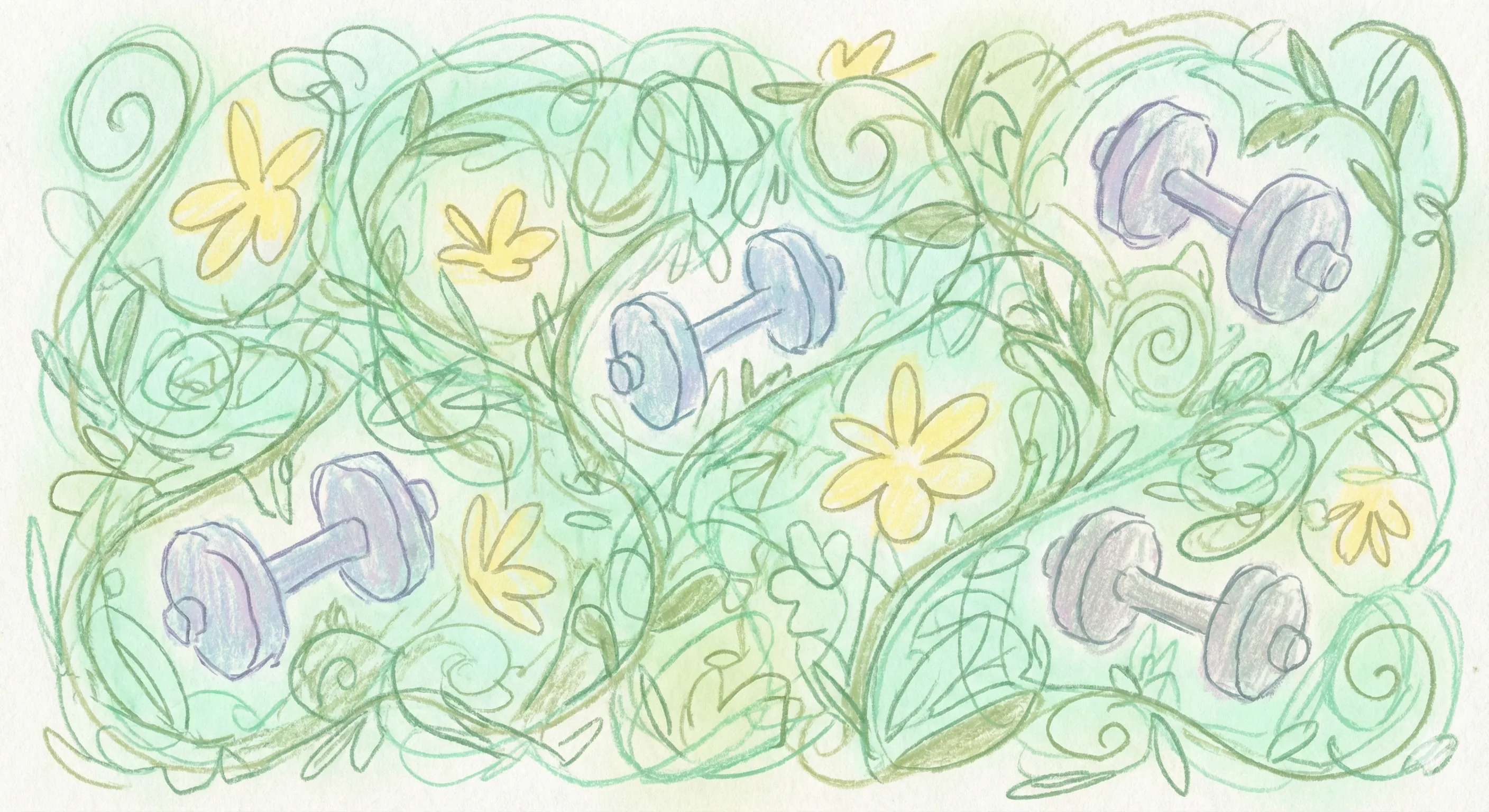 Barbells among vines